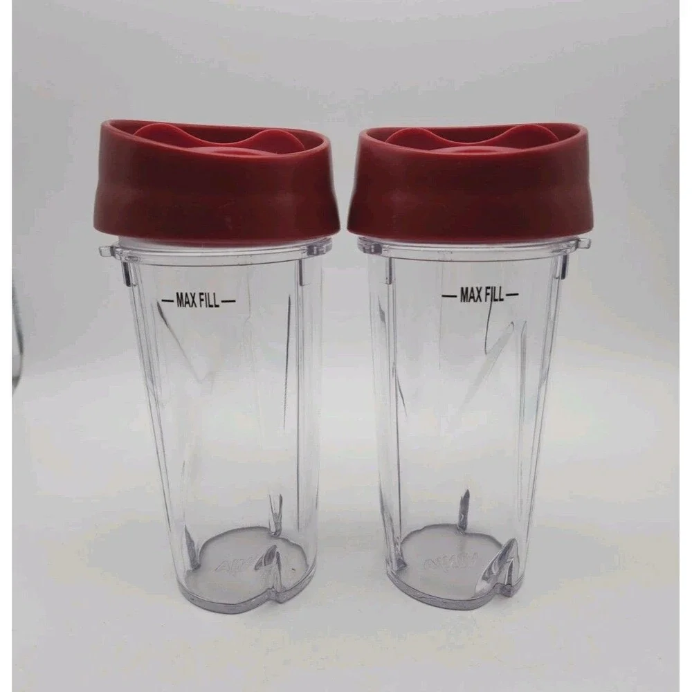 3 Ninja 16oz Cup, 2 Lids Plus New Blade For Kitchen System Pulse Blender Red New
